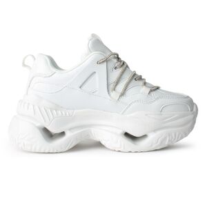 Berness Shoes Chunky DARCY PLATFORM SNEAKER Whit Glitter SZ 6